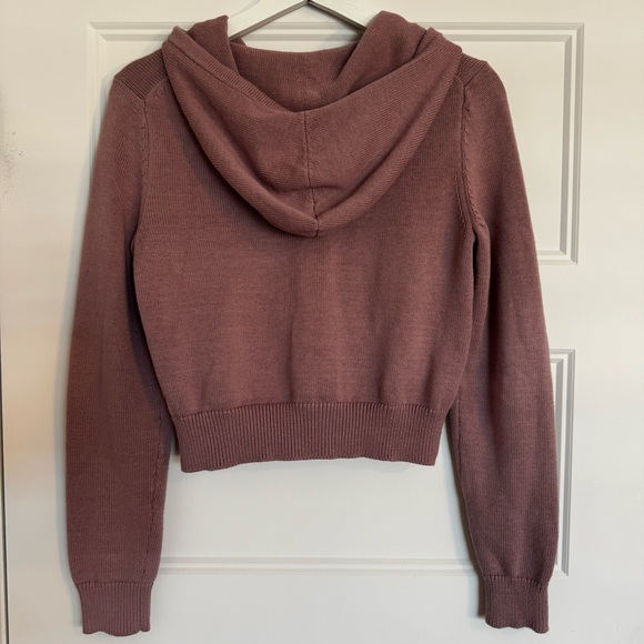 Aritzia Sunday Best Danes Dusty Rose Knit Zip-Up Hoodie Size S - Organic Cotton - Picture 7 of 14